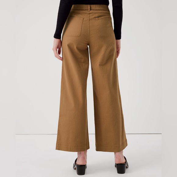 Pact Women's Stretch Twill Wide Leg Pant in Camel - Picture 2 of 6